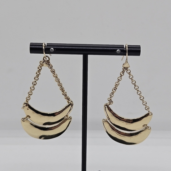 Robert Lee Morris RLM Soho gold tone tiered dangle earrings - Picture 1 of 4